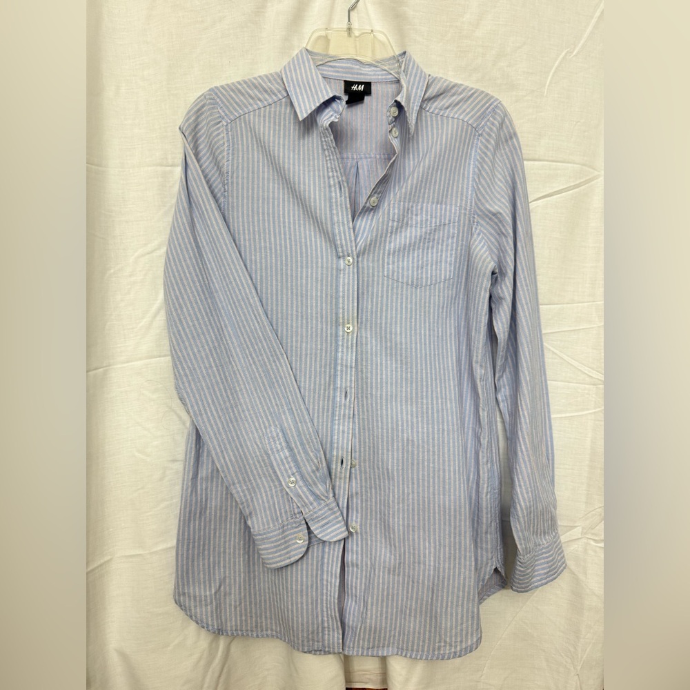 H&M Striped Button-Down with light blue and pink stripes